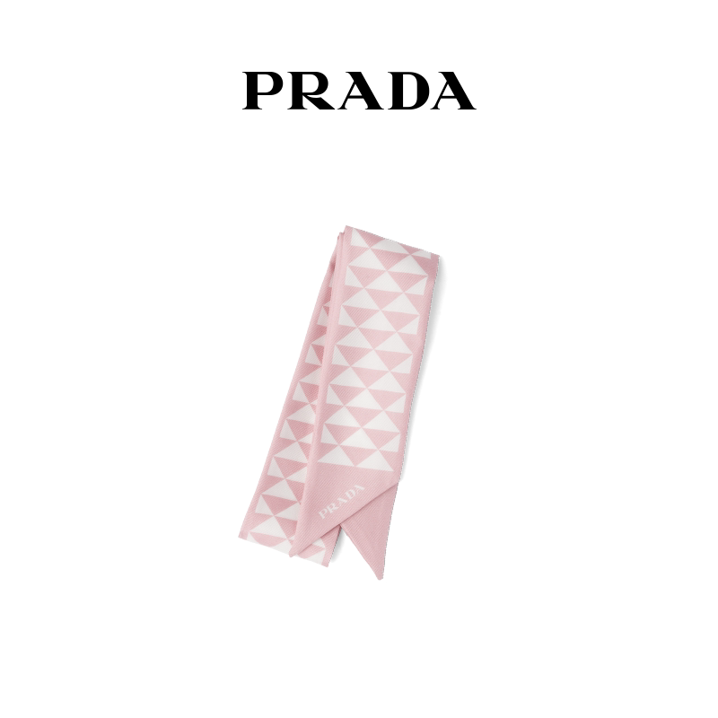 Prada/普拉达女士印花斜纹布围巾窄版丝巾