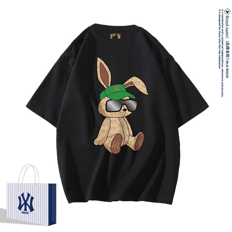 WHIM NASA潮牌联名2件装夏季短袖t恤男女情侣装宽松logo上衣服潮流半袖夏装 黑色CM204 XL(140-160斤)